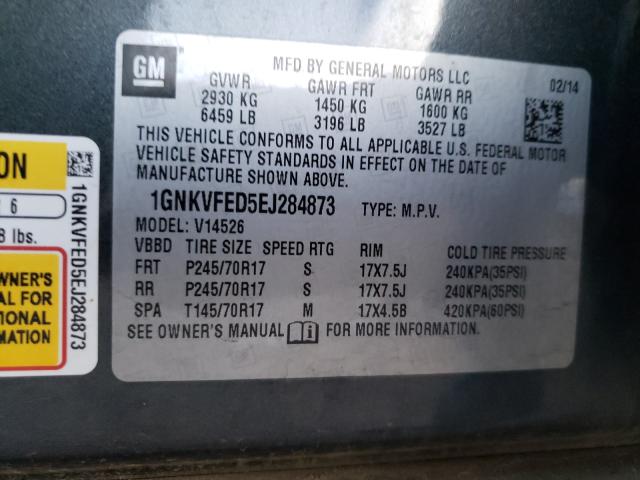 Photo 9 VIN: 1GNKVFED5EJ284873 - CHEVROLET TRAVERSE L 