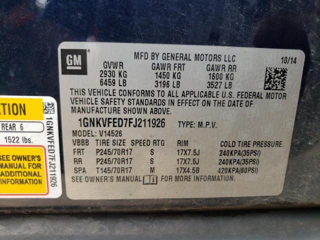 Photo 12 VIN: 1GNKVFED7FJ211926 - CHEVROLET TRAVERSE L 