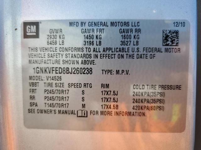 Photo 9 VIN: 1GNKVFED8BJ260238 - CHEVROLET TRAVERSE L 