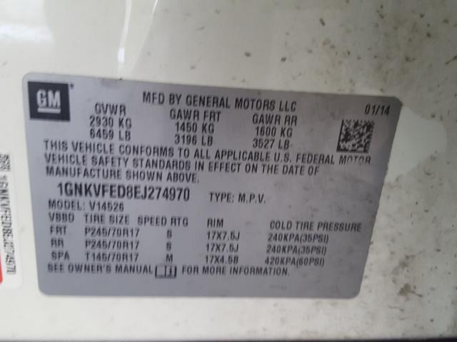 Photo 9 VIN: 1GNKVFED8EJ274970 - CHEVROLET TRAVERSE L 