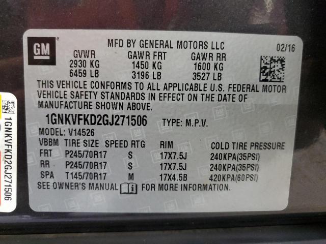 Photo 12 VIN: 1GNKVFKD2GJ271506 - CHEVROLET TRAVERSE L 