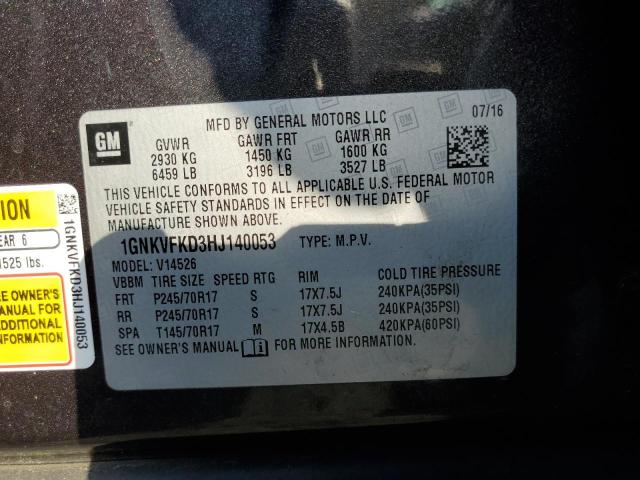 Photo 9 VIN: 1GNKVFKD3HJ140053 - CHEVROLET TRAVERSE L 