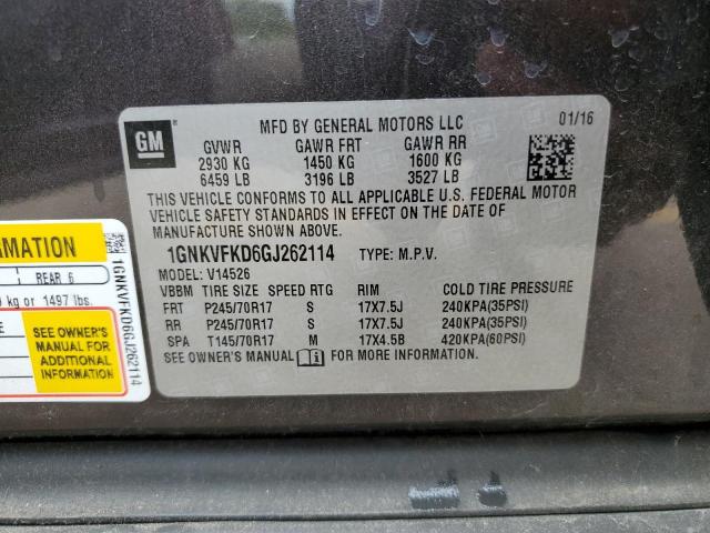 Photo 13 VIN: 1GNKVFKD6GJ262114 - CHEVROLET TRAVERSE L 