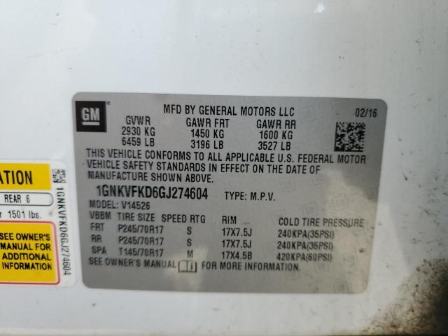 Photo 12 VIN: 1GNKVFKD6GJ274604 - CHEVROLET TRAVERSE L 