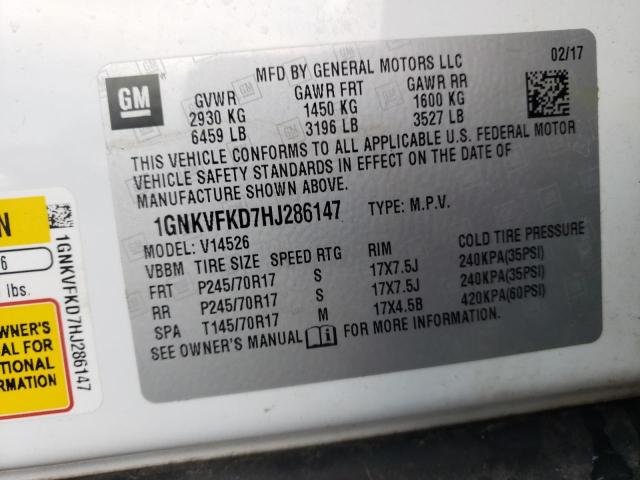 Photo 9 VIN: 1GNKVFKD7HJ286147 - CHEVROLET TRAVERSE 