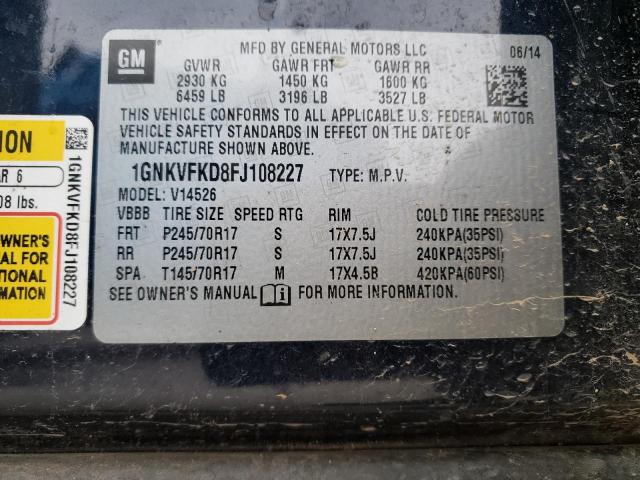 Photo 9 VIN: 1GNKVFKD8FJ108227 - CHEVROLET TRAVERSE L 