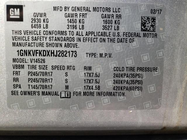 Photo 11 VIN: 1GNKVFKDXHJ282173 - CHEVROLET TRAVERSE 