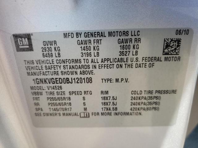 Photo 9 VIN: 1GNKVGED0BJ120108 - CHEVROLET TRAVERSE L 