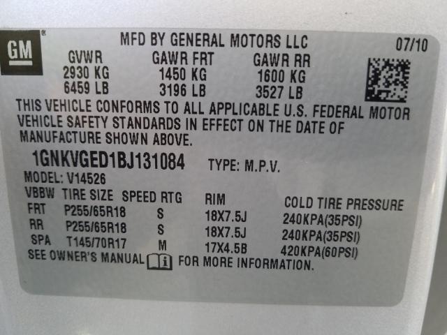 Photo 9 VIN: 1GNKVGED1BJ131084 - CHEVROLET TRAVERSE L 