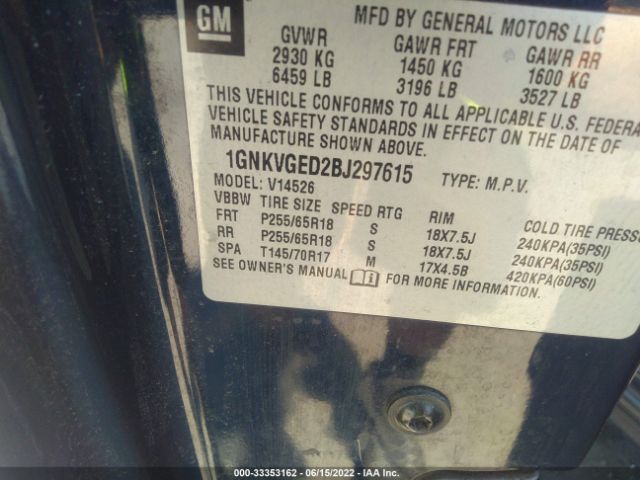 Photo 8 VIN: 1GNKVGED2BJ297615 - CHEVROLET TRAVERSE 