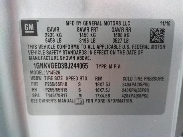 Photo 9 VIN: 1GNKVGED3BJ244065 - CHEVROLET TRAVERSE L 