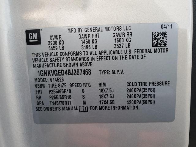 Photo 12 VIN: 1GNKVGED4BJ367468 - CHEVROLET TRAVERSE 