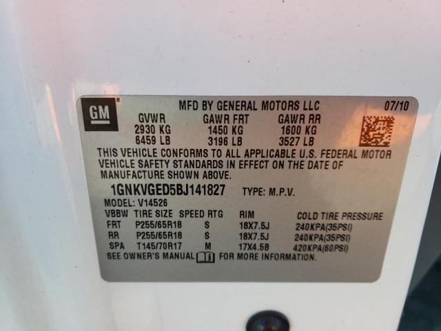 Photo 12 VIN: 1GNKVGED5BJ141827 - CHEVROLET TRAVERSE 