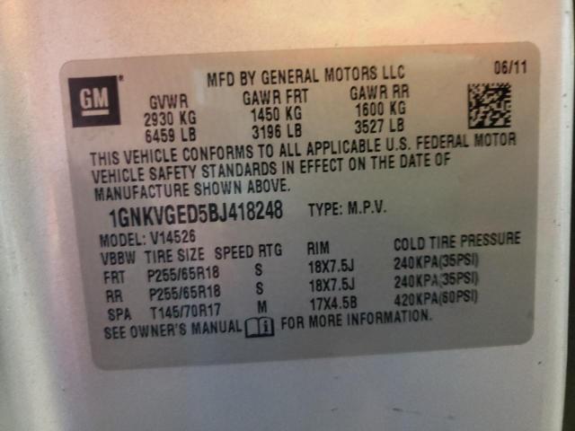 Photo 9 VIN: 1GNKVGED5BJ418248 - CHEVROLET TRAVERSE L 