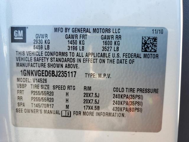 Photo 9 VIN: 1GNKVGED6BJ235117 - CHEVROLET TRAVERSE L 