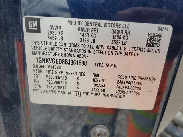 Photo 12 VIN: 1GNKVGED8BJ361608 - CHEVROLET TRAVERSE 