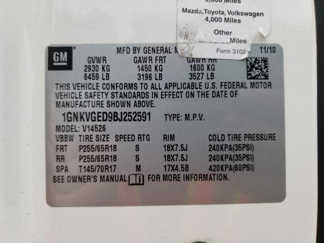 Photo 9 VIN: 1GNKVGED9BJ252591 - CHEVROLET TRAVERSE L 