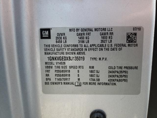 Photo 9 VIN: 1GNKVGEDXBJ135019 - CHEVROLET TRAVERSE L 