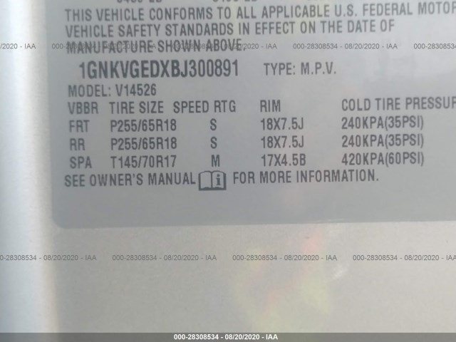 Photo 8 VIN: 1GNKVGEDXBJ300891 - CHEVROLET TRAVERSE 