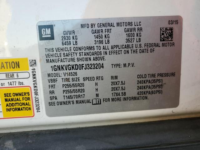 Photo 12 VIN: 1GNKVGKD0FJ323204 - CHEVROLET TRAVERSE L 