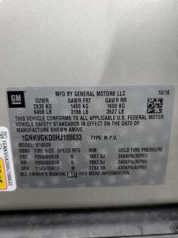 Photo 12 VIN: 1GNKVGKD0HJ188633 - CHEVROLET TRAVERSE L 