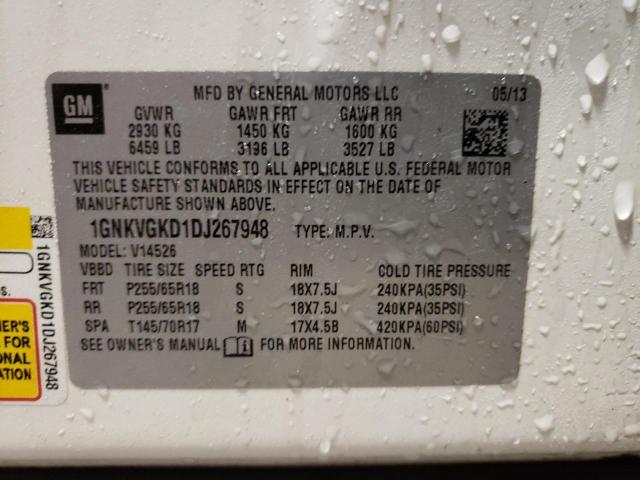 Photo 12 VIN: 1GNKVGKD1DJ267948 - CHEVROLET TRAVERSE L 