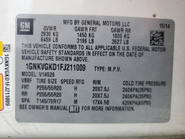 Photo 12 VIN: 1GNKVGKD1FJ211009 - CHEVROLET TRAVERSE 