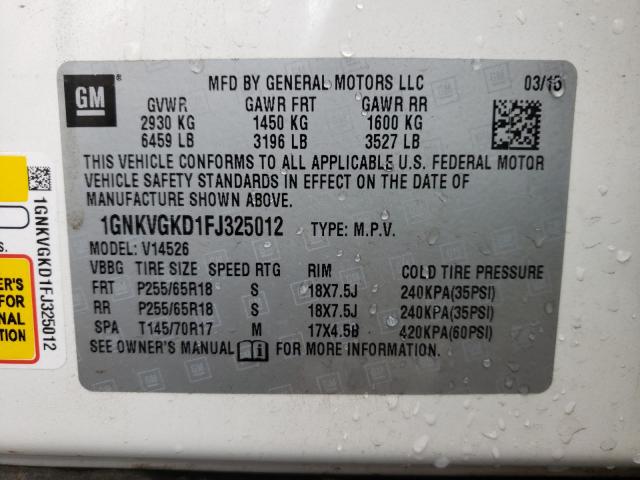 Photo 9 VIN: 1GNKVGKD1FJ325012 - CHEVROLET TRAVERSE L 