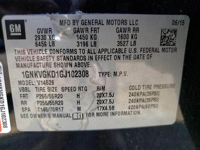 Photo 9 VIN: 1GNKVGKD1GJ102308 - CHEVROLET TRAVERSE L 