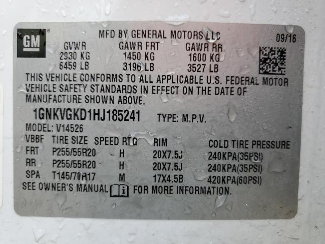 Photo 12 VIN: 1GNKVGKD1HJ185241 - CHEVROLET TRAVERSE 