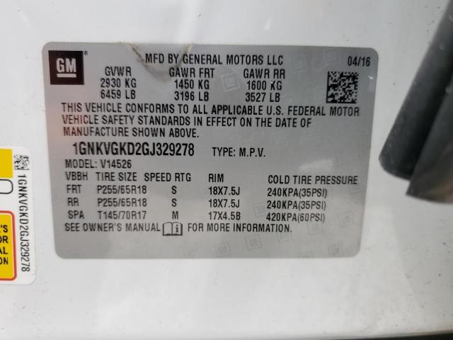 Photo 12 VIN: 1GNKVGKD2GJ329278 - CHEVROLET TRAVERSE 