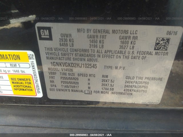 Photo 8 VIN: 1GNKVGKD2HJ102545 - CHEVROLET TRAVERSE 