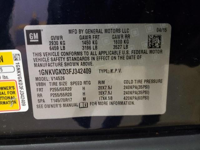 Photo 9 VIN: 1GNKVGKD3FJ342409 - CHEVROLET TRAVERSE L 