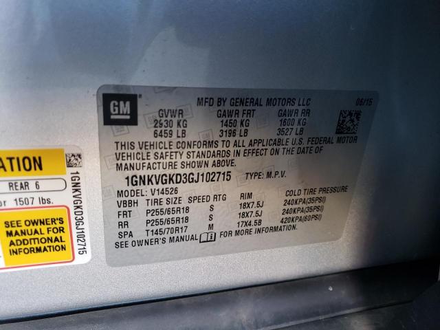 Photo 12 VIN: 1GNKVGKD3GJ102715 - CHEVROLET TRAVERSE 