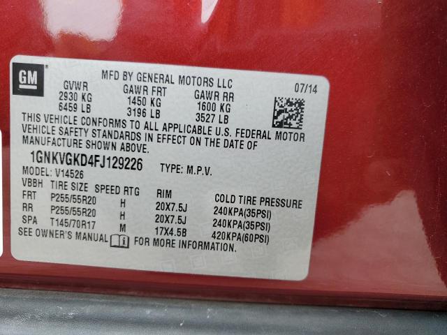 Photo 12 VIN: 1GNKVGKD4FJ129226 - CHEVROLET TRAVERSE 