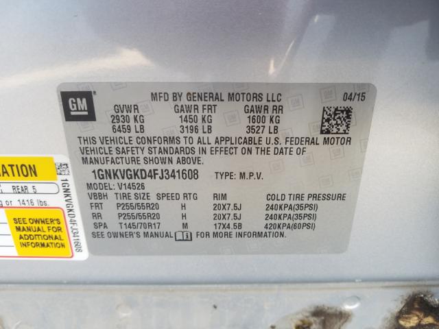 Photo 9 VIN: 1GNKVGKD4FJ341608 - CHEVROLET TRAVERSE L 