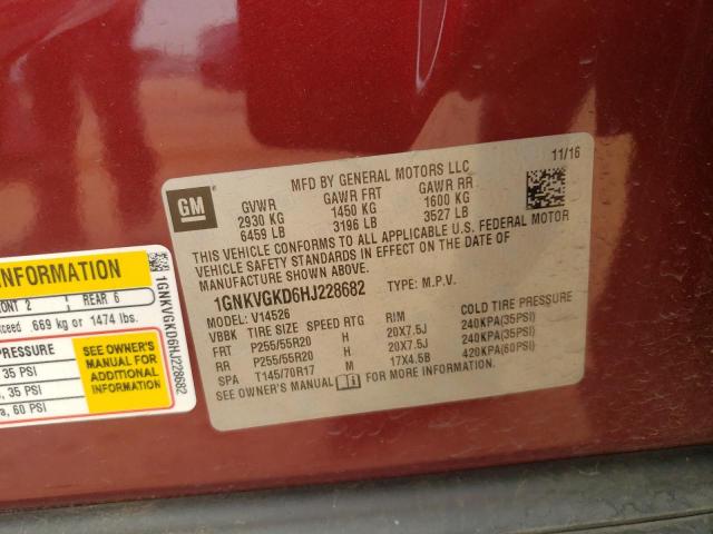 Photo 11 VIN: 1GNKVGKD6HJ228682 - CHEVROLET TRAVERSE 