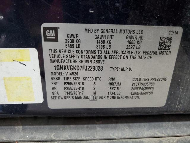 Photo 12 VIN: 1GNKVGKD7FJ229028 - CHEVROLET TRAVERSE L 