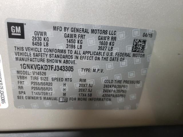 Photo 12 VIN: 1GNKVGKD7FJ343305 - CHEVROLET TRAVERSE L 