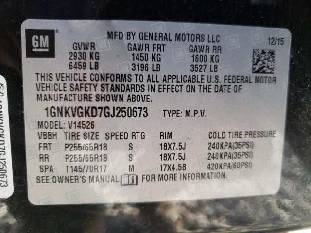 Photo 9 VIN: 1GNKVGKD7GJ250673 - CHEVROLET TRAVERSE L 