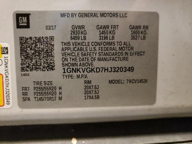 Photo 9 VIN: 1GNKVGKD7HJ320349 - CHEVROLET TRAVERSE L 