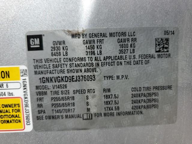 Photo 12 VIN: 1GNKVGKD9EJ376093 - CHEVROLET TRAVERSE 