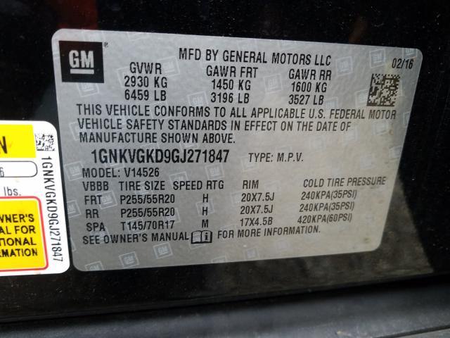 Photo 9 VIN: 1GNKVGKD9GJ271847 - CHEVROLET TRAVERSE L 