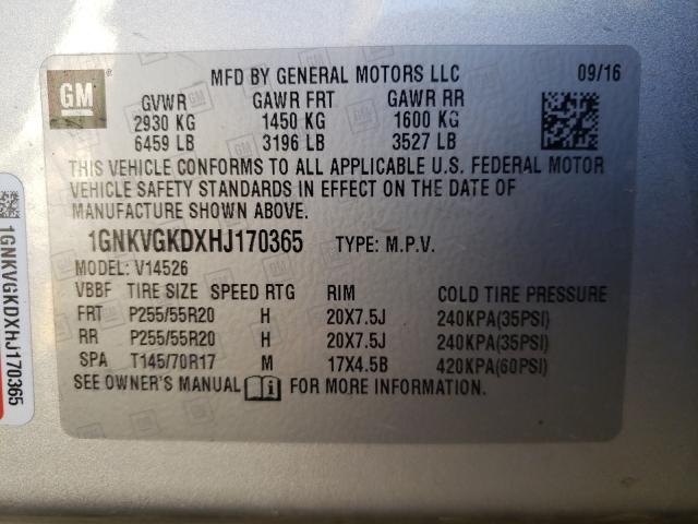 Photo 9 VIN: 1GNKVGKDXHJ170365 - CHEVROLET TRAVERSE L 