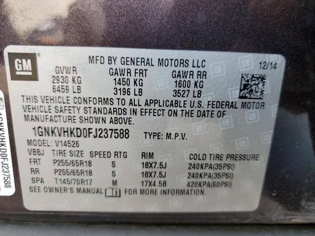 Photo 12 VIN: 1GNKVHKD0FJ237588 - CHEVROLET TRAVERSE L 