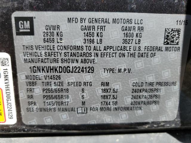 Photo 12 VIN: 1GNKVHKD0GJ224129 - CHEVROLET TRAVERSE L 