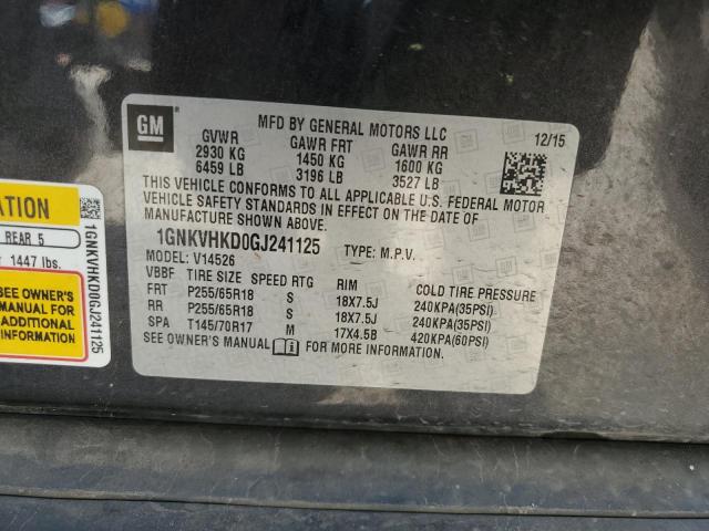 Photo 12 VIN: 1GNKVHKD0GJ241125 - CHEVROLET TRAVERSE L 