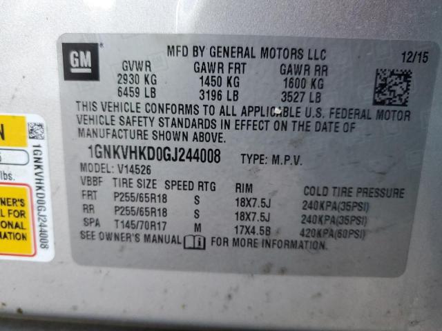 Photo 12 VIN: 1GNKVHKD0GJ244008 - CHEVROLET TRAVERSE L 