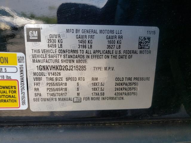 Photo 9 VIN: 1GNKVHKD2GJ215285 - CHEVROLET TRAVERSE L 