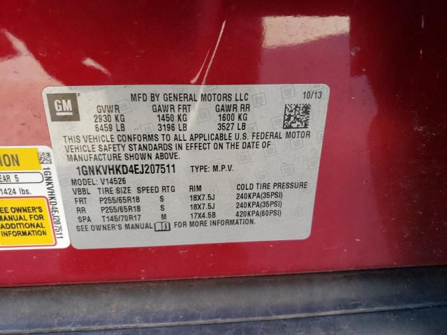 Photo 11 VIN: 1GNKVHKD4EJ207511 - CHEVROLET TRAVERSE 